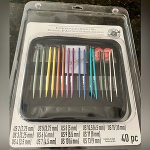BRAND New 40 pc Aluminum INTERCHANGEABLE NEEDLE SET